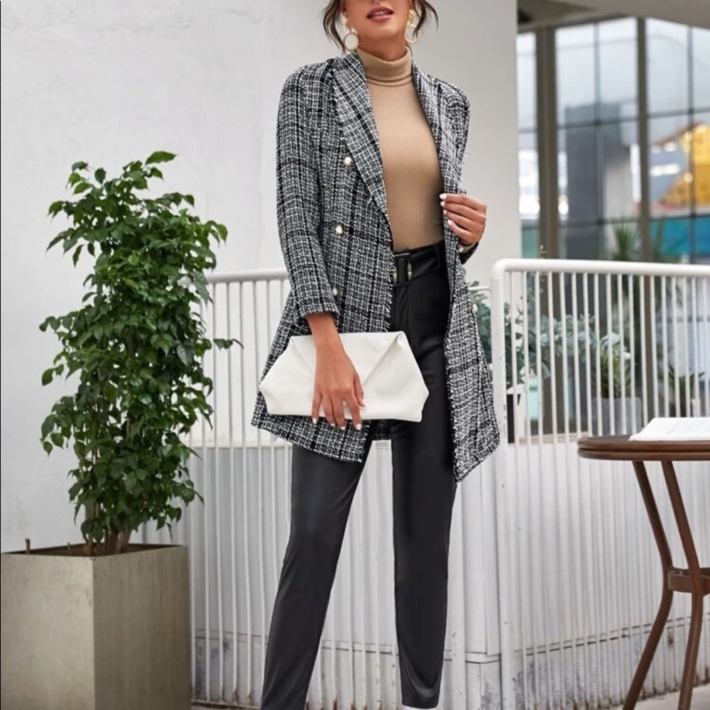 Plaid Tweed Coat - Picture 3 of 5